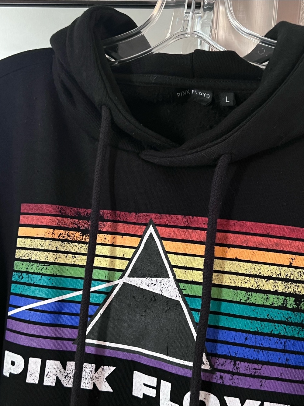 2024 Pink Floyd Black Sweatshirt Hoodie with Rainbow Prism Graphic - Picture 3 of 5